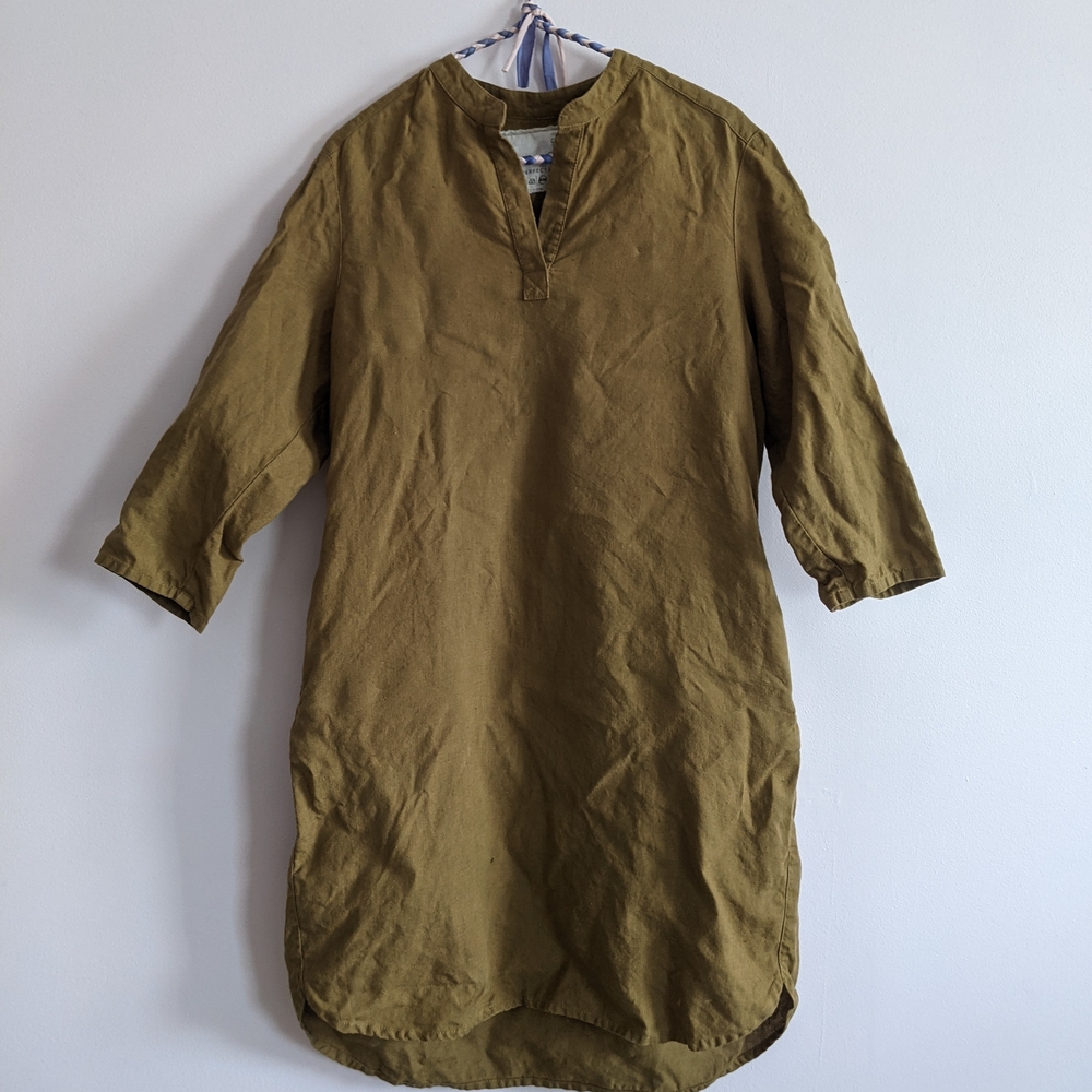 Olive Linen Tunic Dress by notPERFECTLINEN